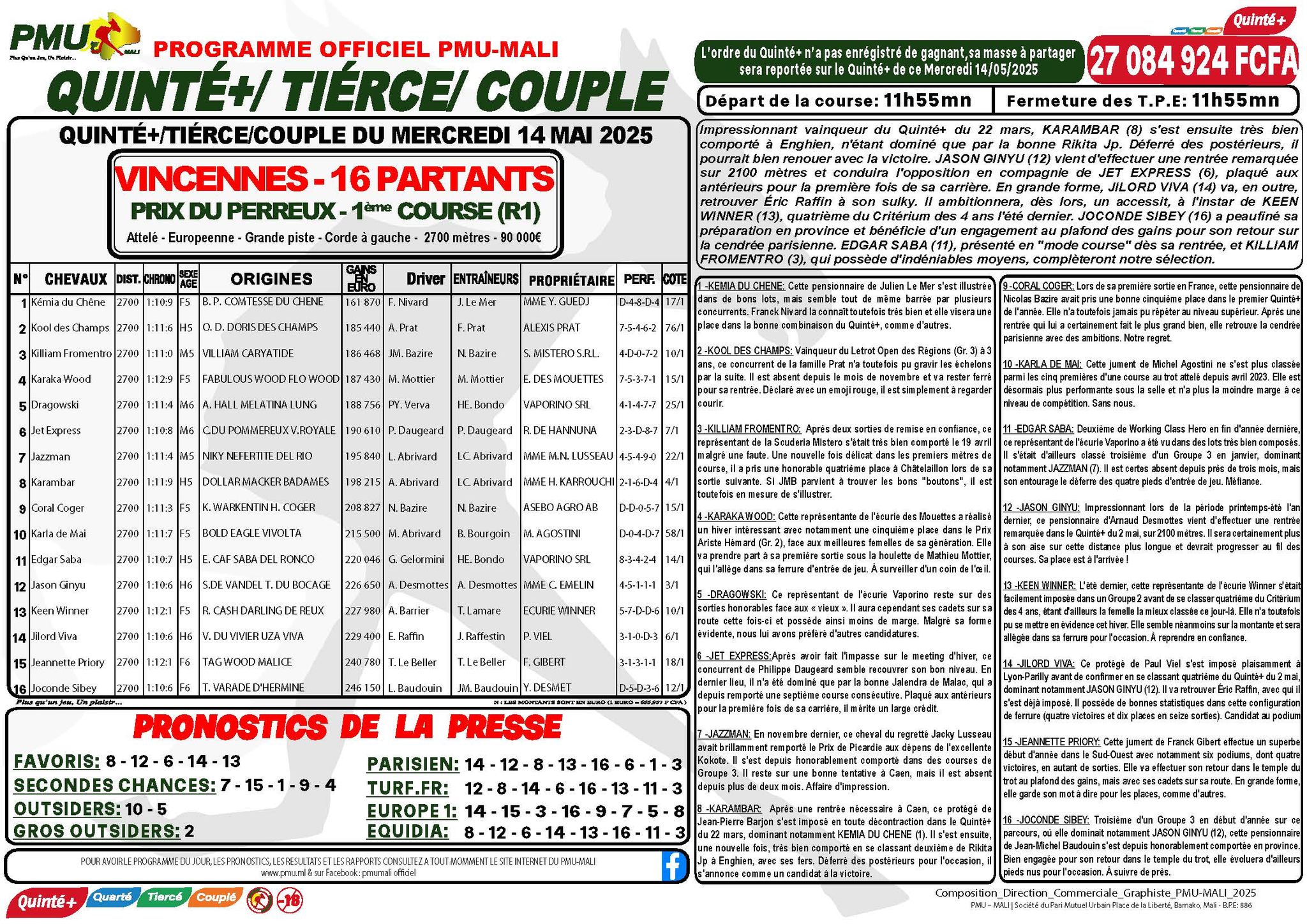 journal hippique pmu mali